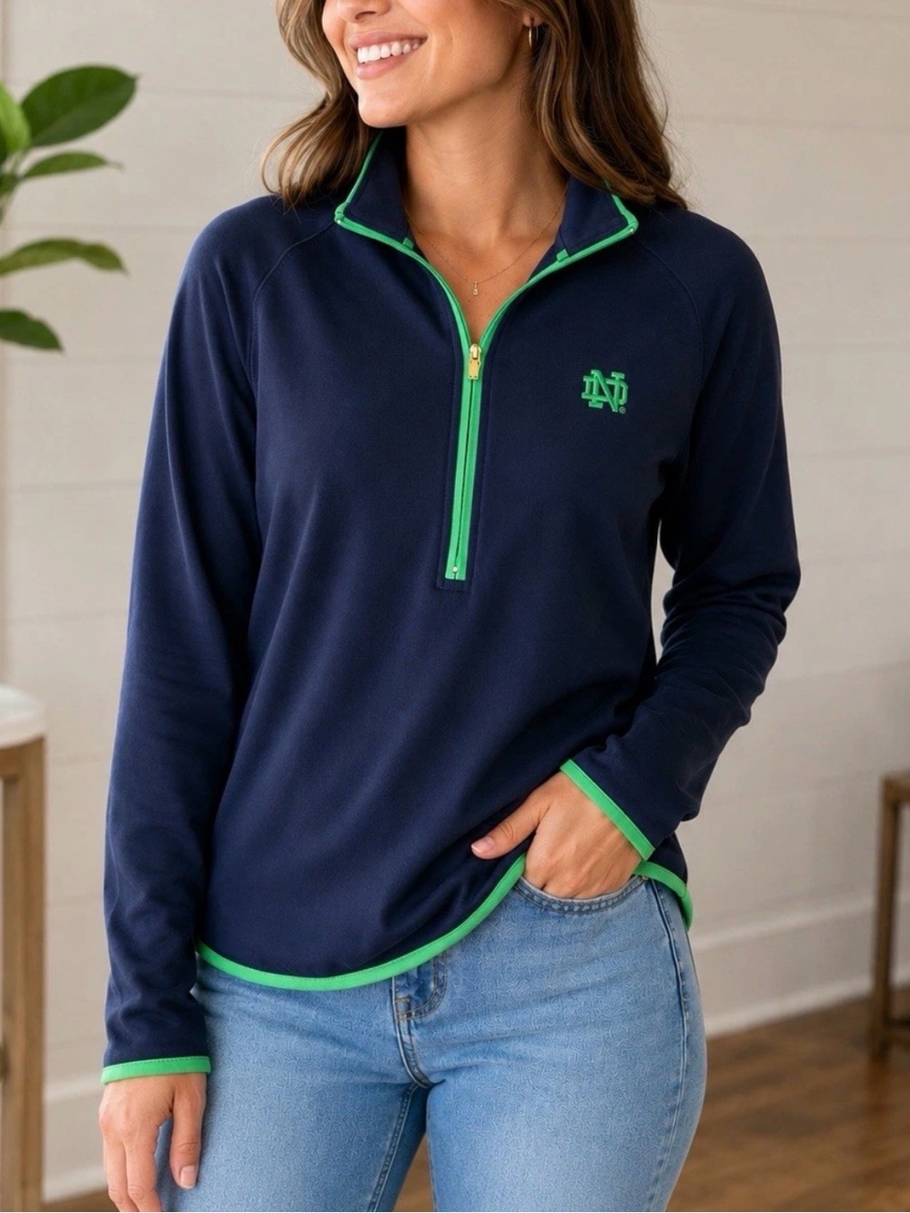 Peter Millar Lady Irish University Of Notre Dame Women’s 1/2 Zip Pullover
